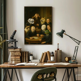 Meme Icons Meeting in Surreal Historical Poster PosterGoat