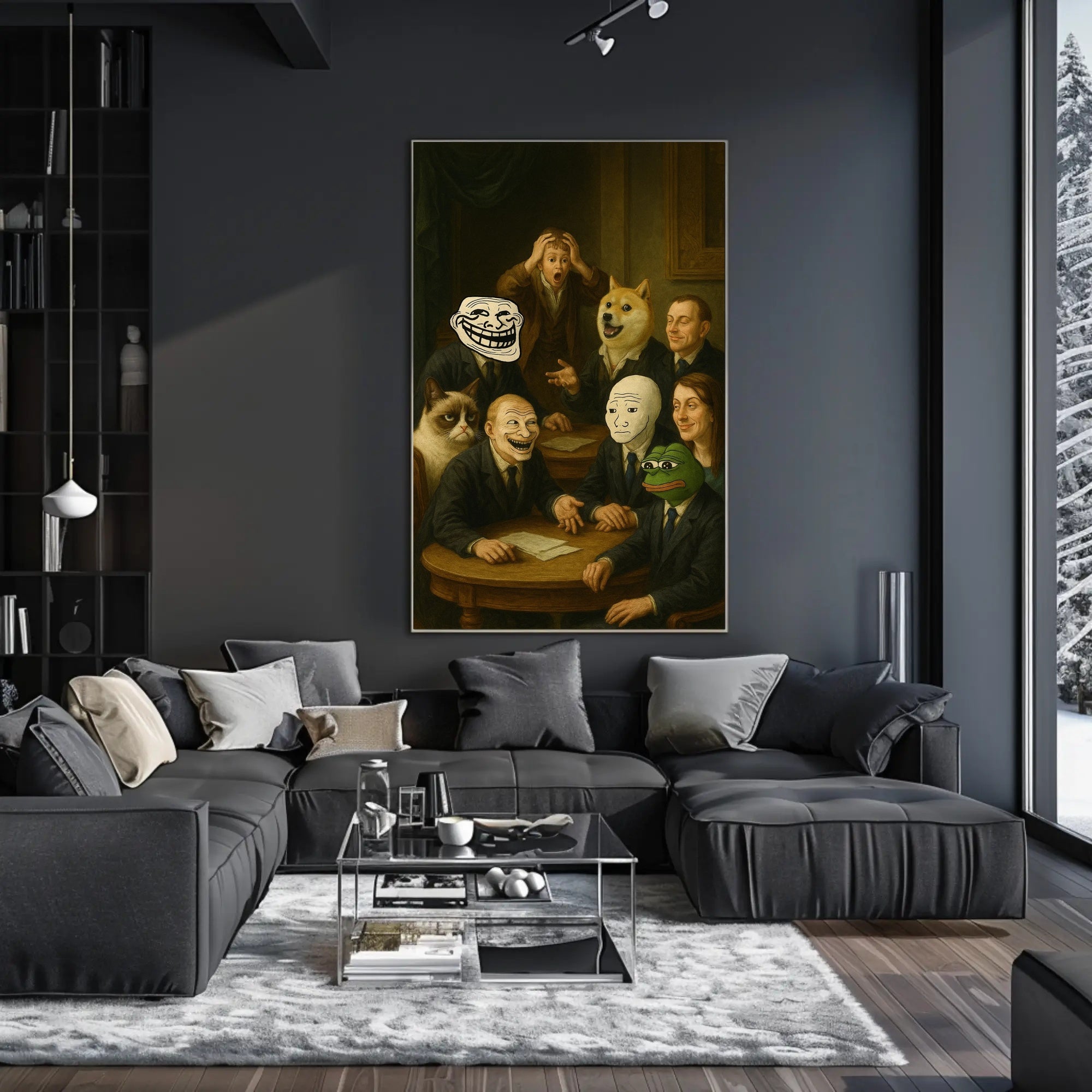 Meme Icons Meeting in Surreal Historical Poster PosterGoat