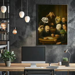 Meme Icons Meeting in Surreal Historical Poster PosterGoat