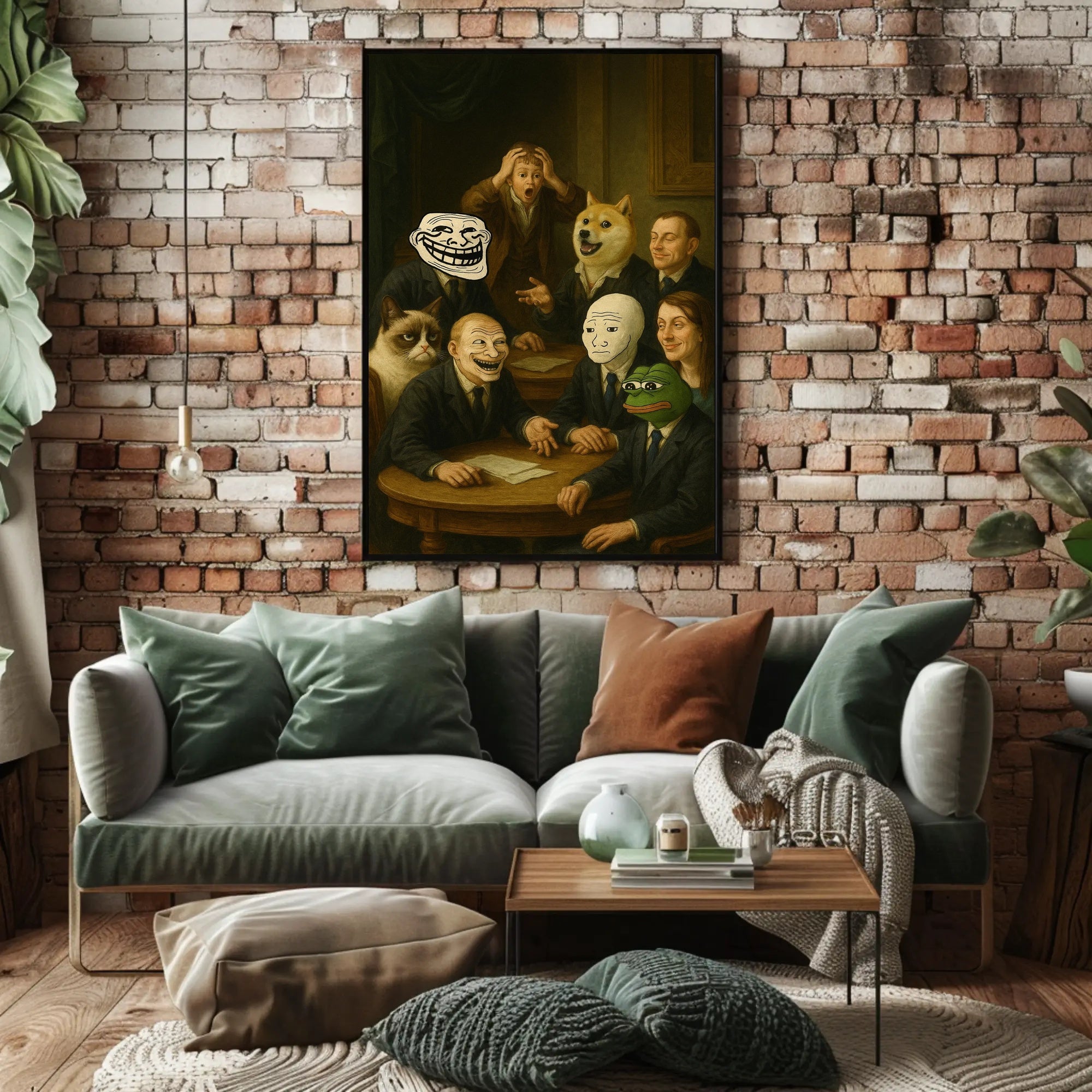 Meme Icons Meeting in Surreal Historical Poster PosterGoat