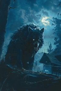 Menacing Werewolf in Forest Atmospheric Artistic Pop Culture Poster PosterGoat