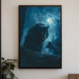 Menacing Werewolf in Forest Atmospheric Artistic Pop Culture Poster PosterGoat