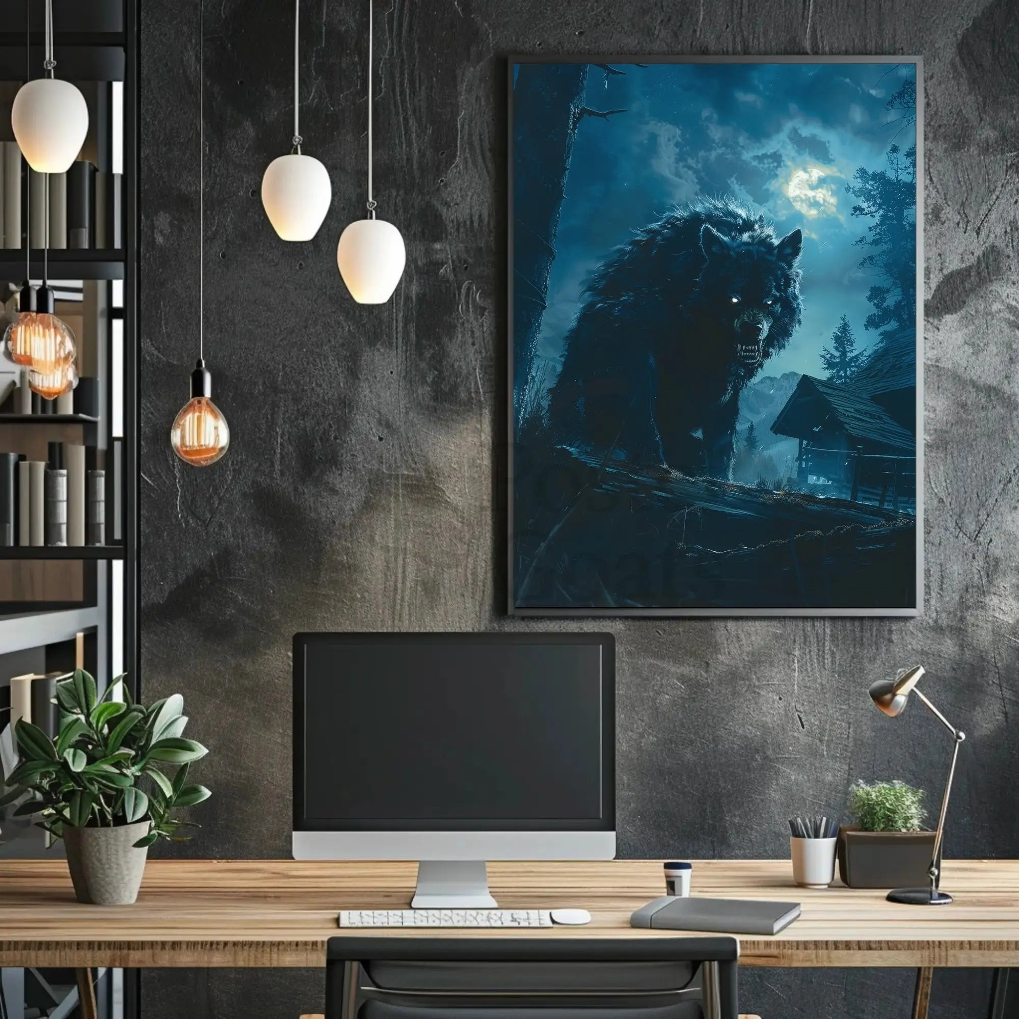 Menacing Werewolf in Forest Atmospheric Artistic Pop Culture Poster PosterGoat