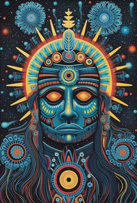Mesoamerican Psychedelic Tribal Art Print - Abstract Poster PosterGoat