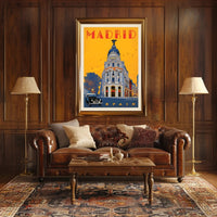Metropolis Building Madrid Art Deco Travel Poster PosterGoat