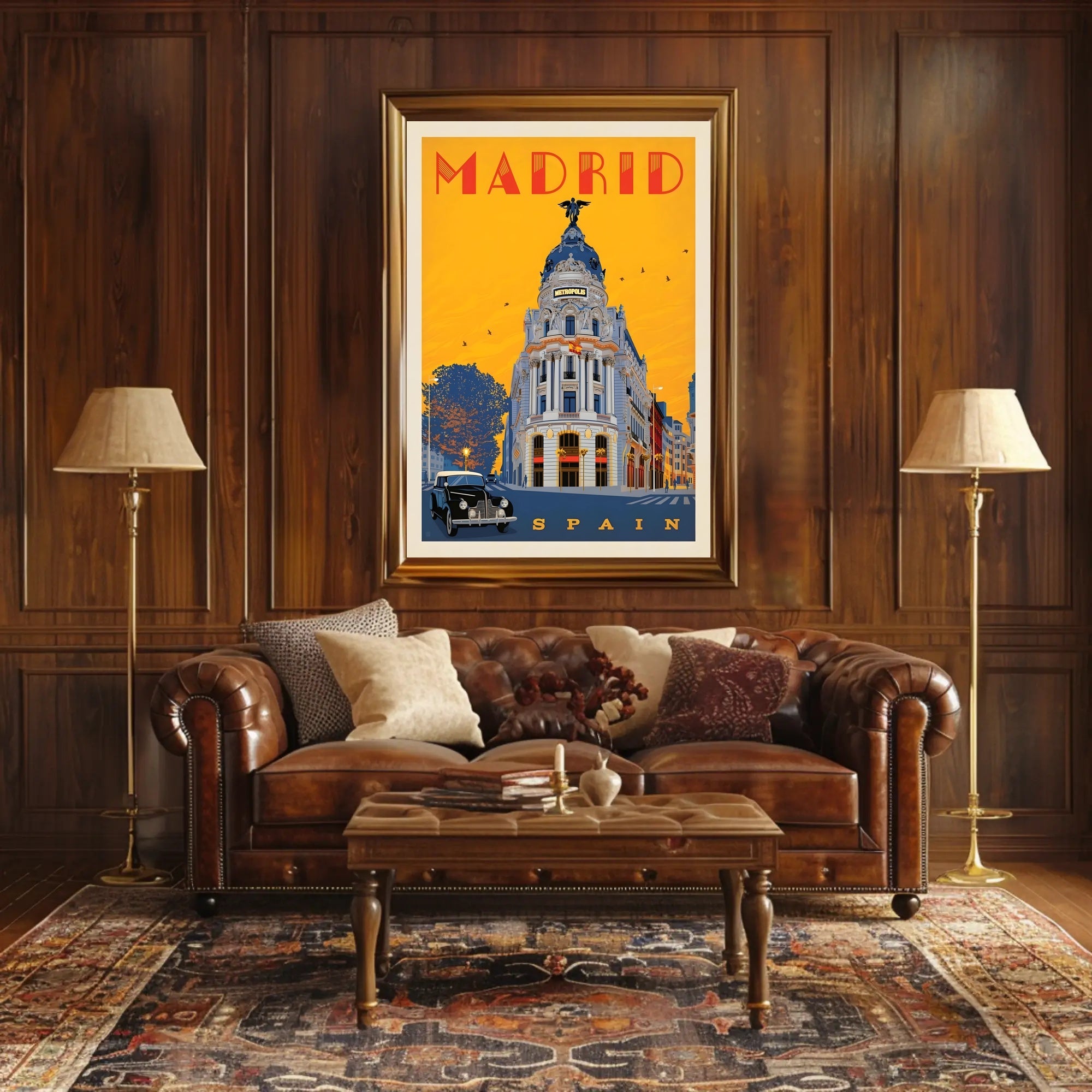 Metropolis Building Madrid Art Deco Travel Poster PosterGoat