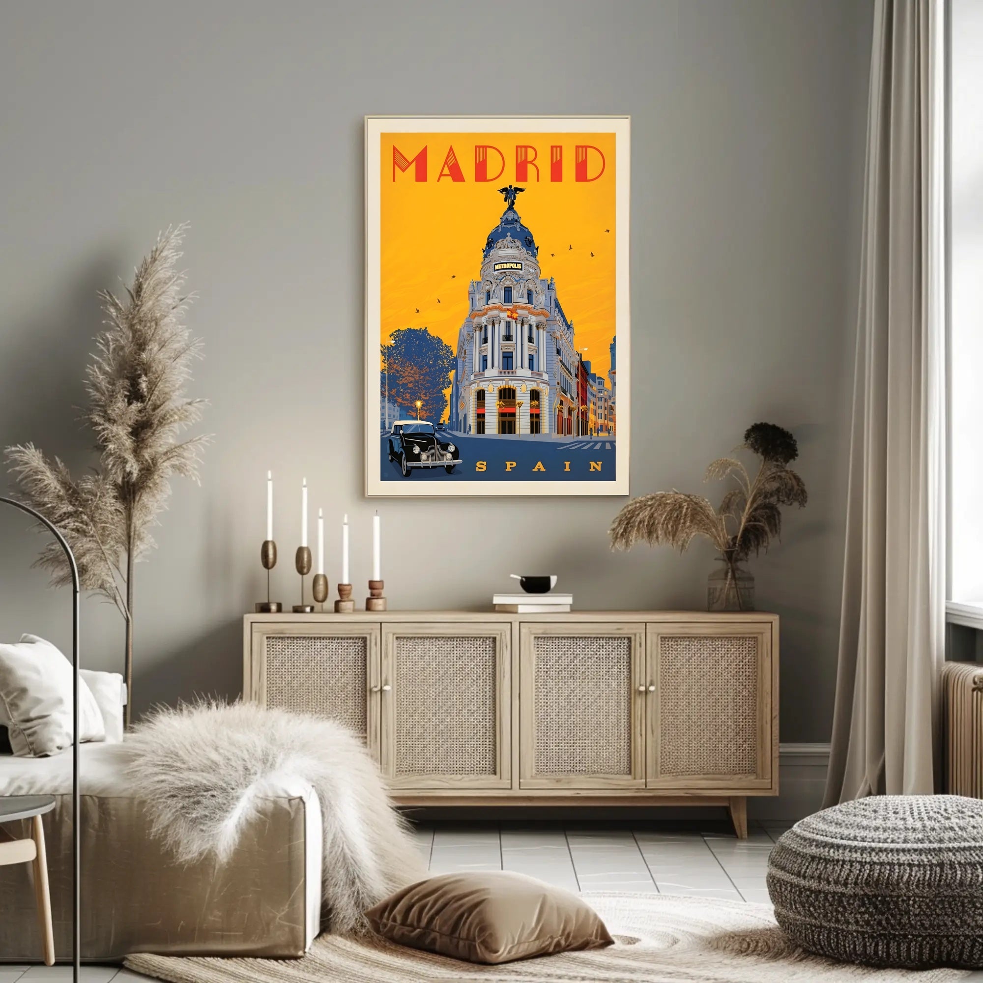 Metropolis Building Madrid Art Deco Travel Poster PosterGoat