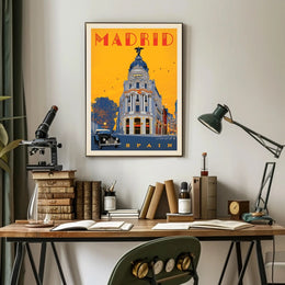 Metropolis Building Madrid Art Deco Travel Poster PosterGoat