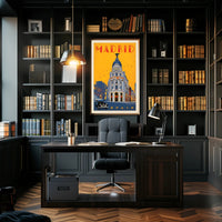 Metropolis Building Madrid Art Deco Travel Poster PosterGoat