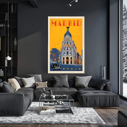Metropolis Building Madrid Art Deco Travel Poster PosterGoat