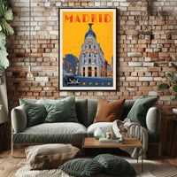Metropolis Building Madrid Art Deco Travel Poster PosterGoat