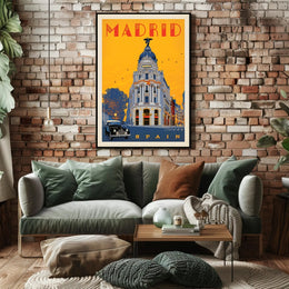 Metropolis Building Madrid Art Deco Travel Poster PosterGoat
