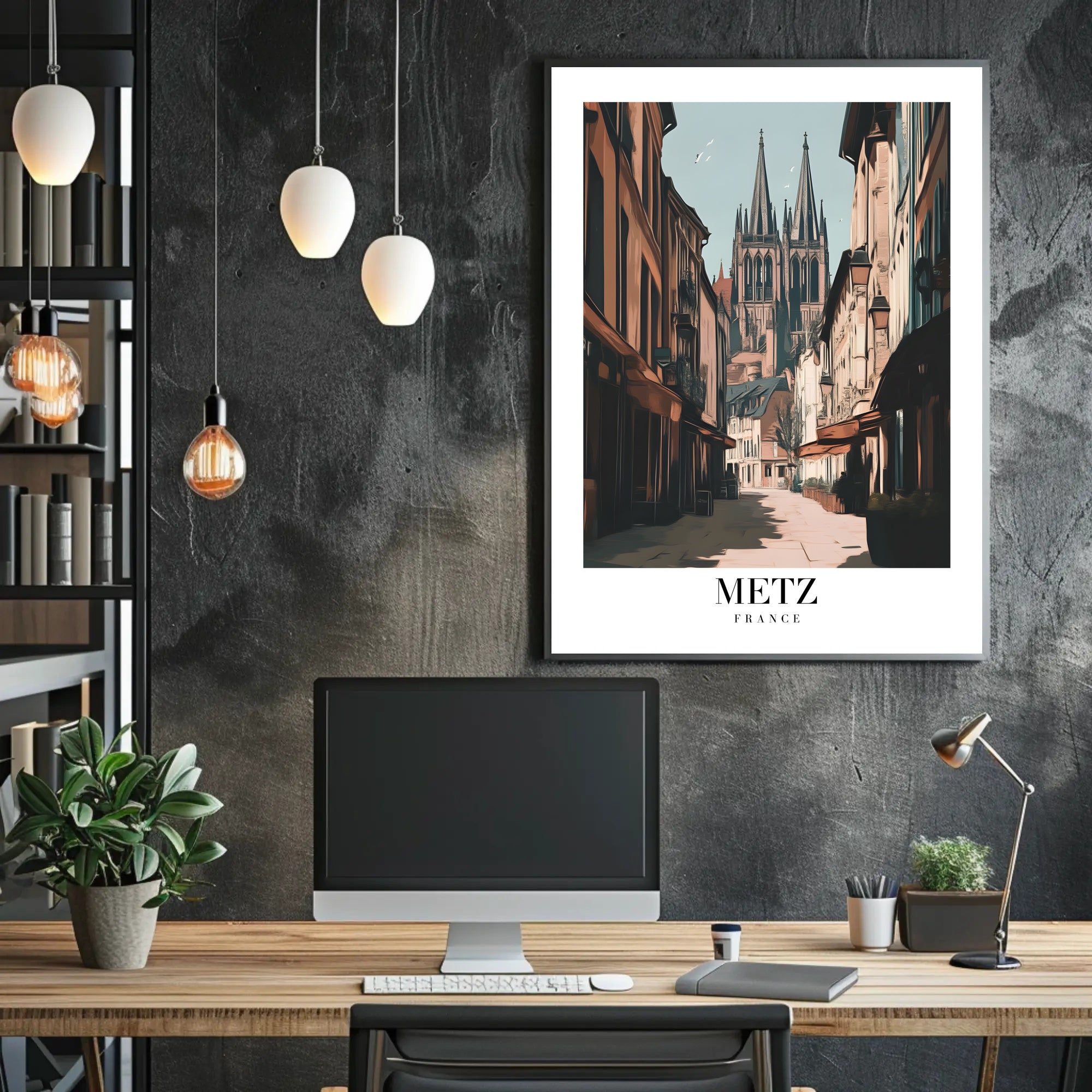 Metz Cathedral Street View: Urban or Cityscape Poster PosterGoat