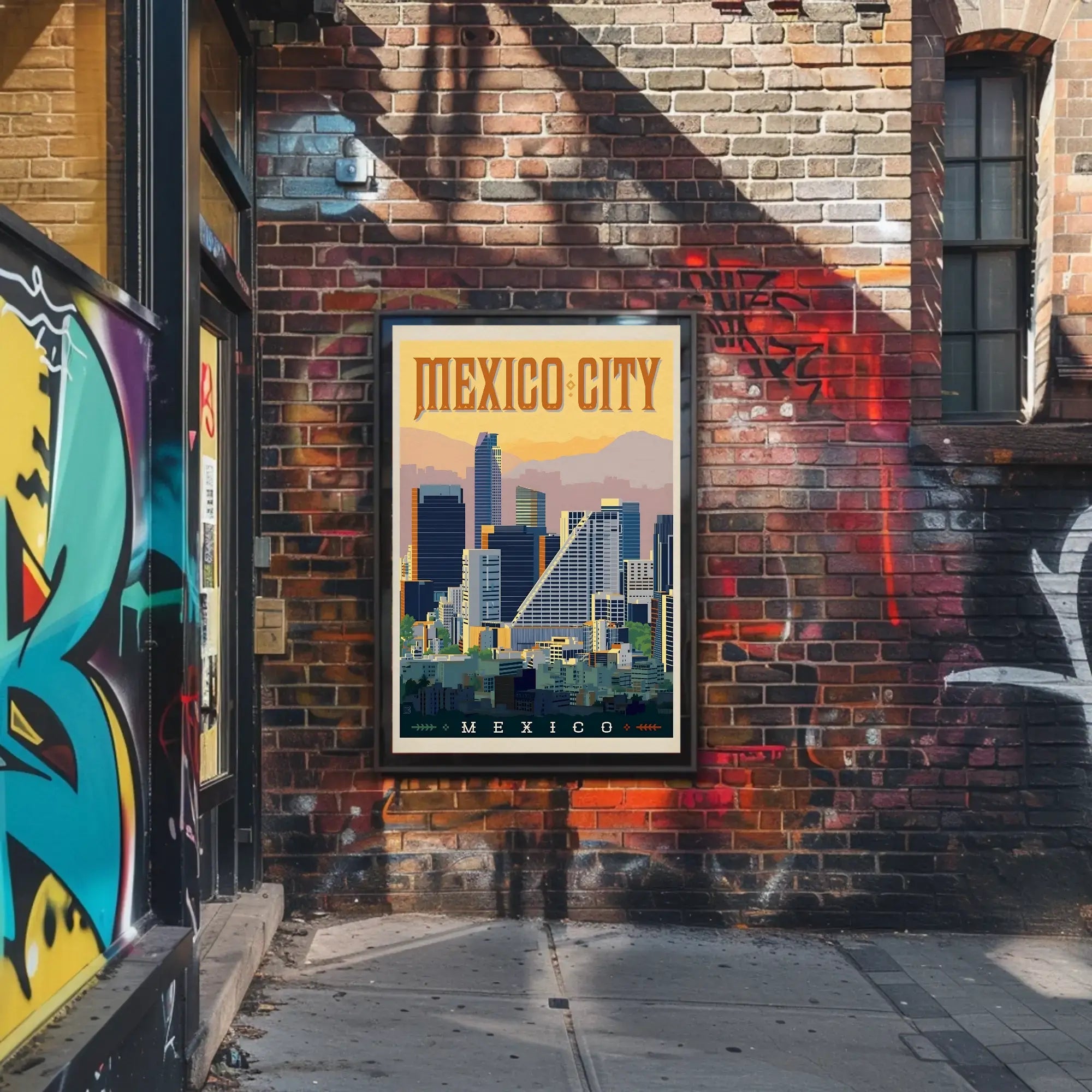 Mexico City Skyline Vintage Travel Poster PosterGoat
