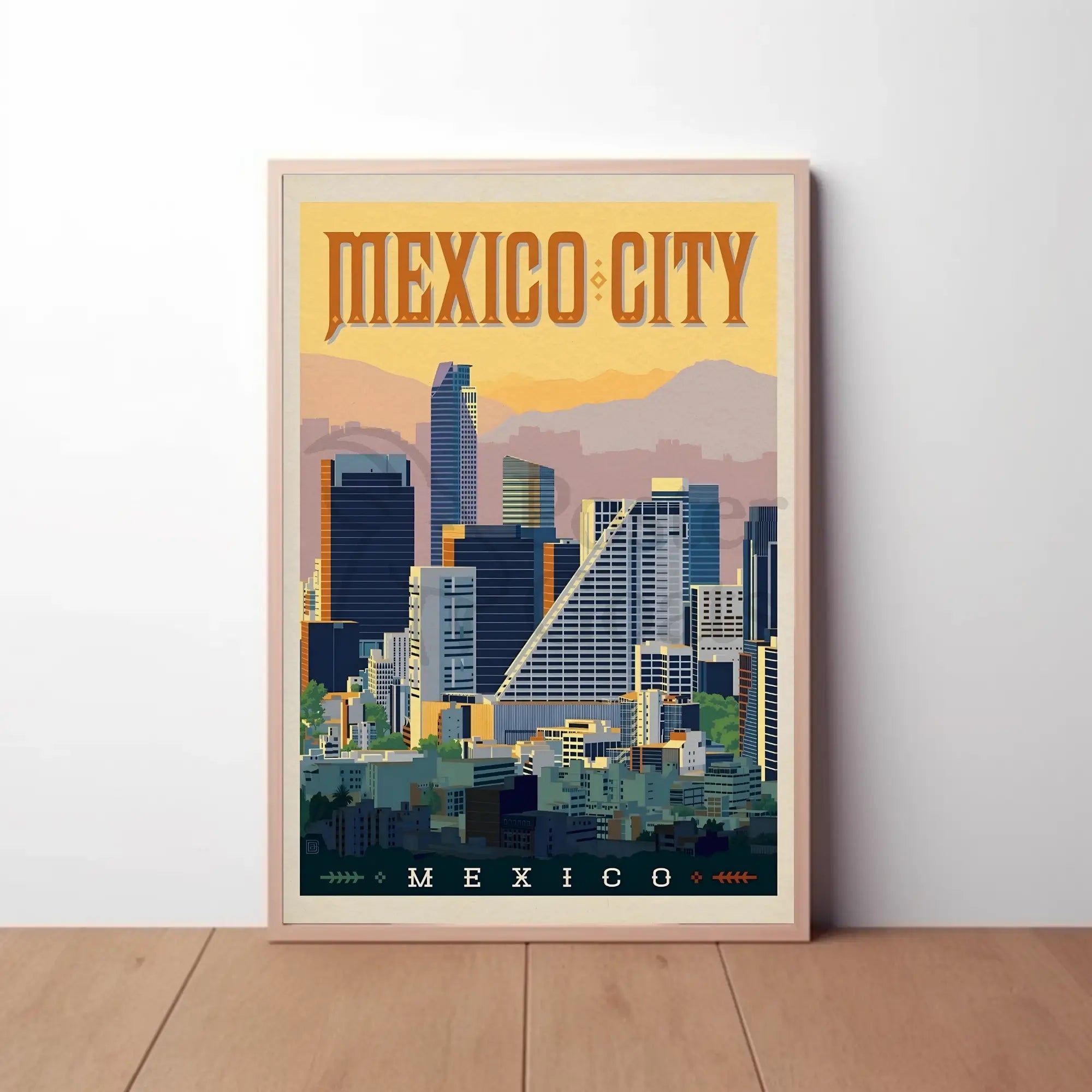 Mexico City Skyline Vintage Travel Poster PosterGoat