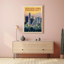 Mexico City Skyline Vintage Travel Poster PosterGoat