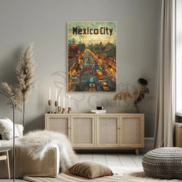 Mexico City Urban Scene Travel Poster PosterGoat