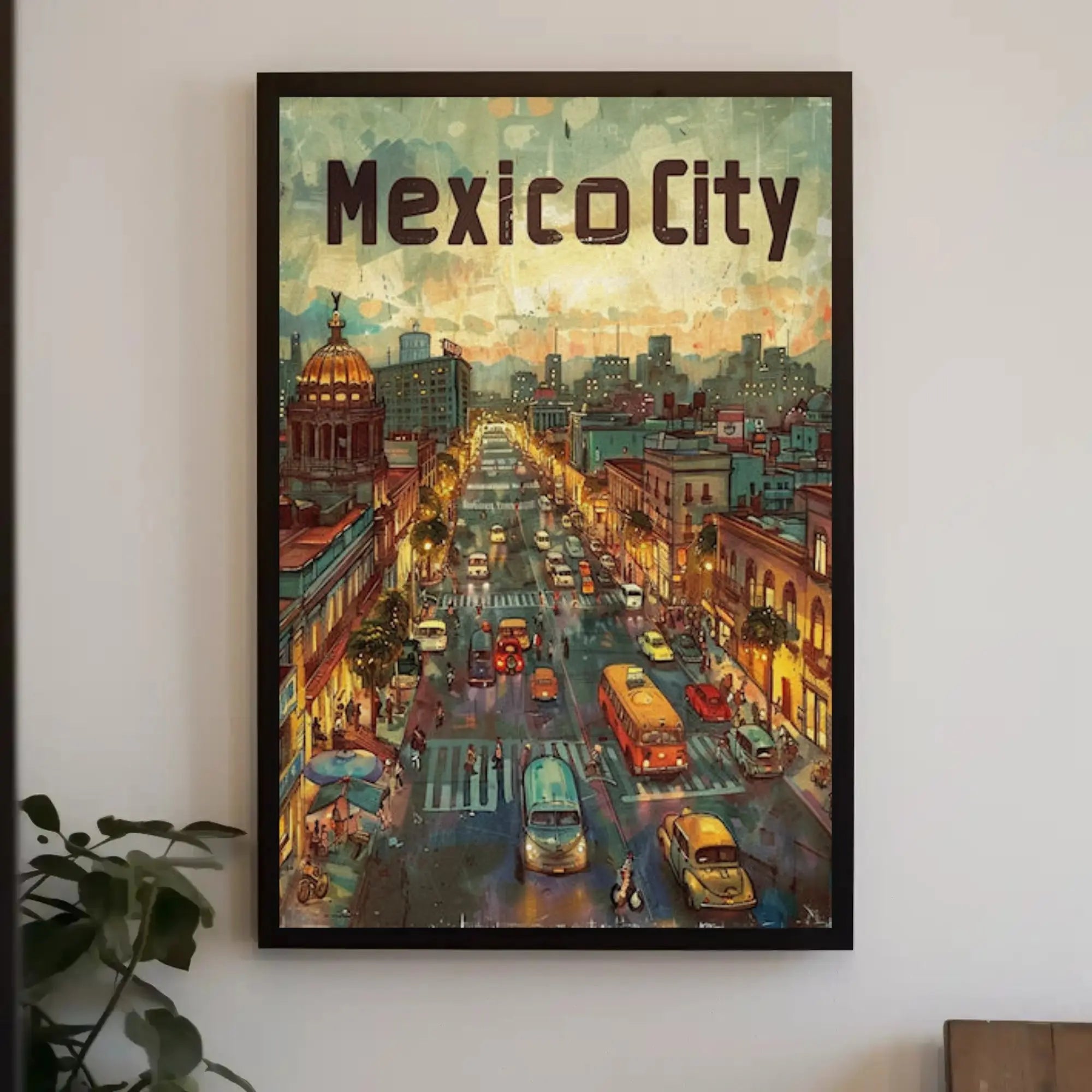 Mexico City Urban Scene Travel Poster PosterGoat
