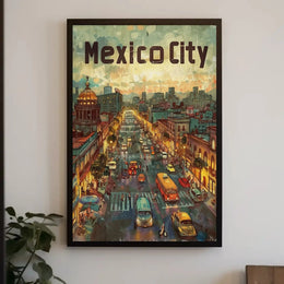Mexico City Urban Scene Travel Poster PosterGoat