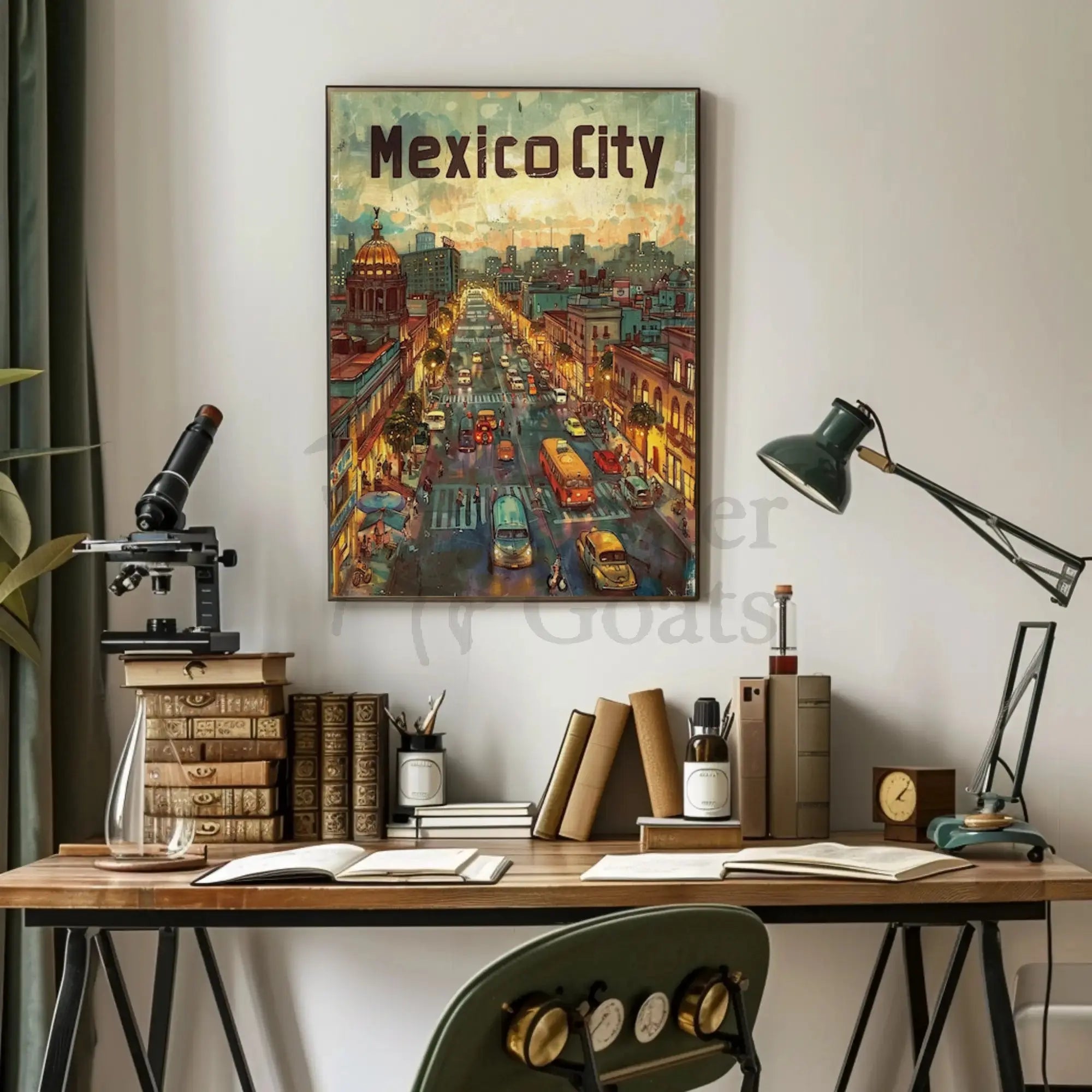 Mexico City Urban Scene Travel Poster PosterGoat