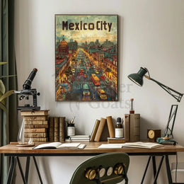 Mexico City Urban Scene Travel Poster PosterGoat