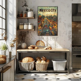 Mexico City Urban Scene Travel Poster PosterGoat