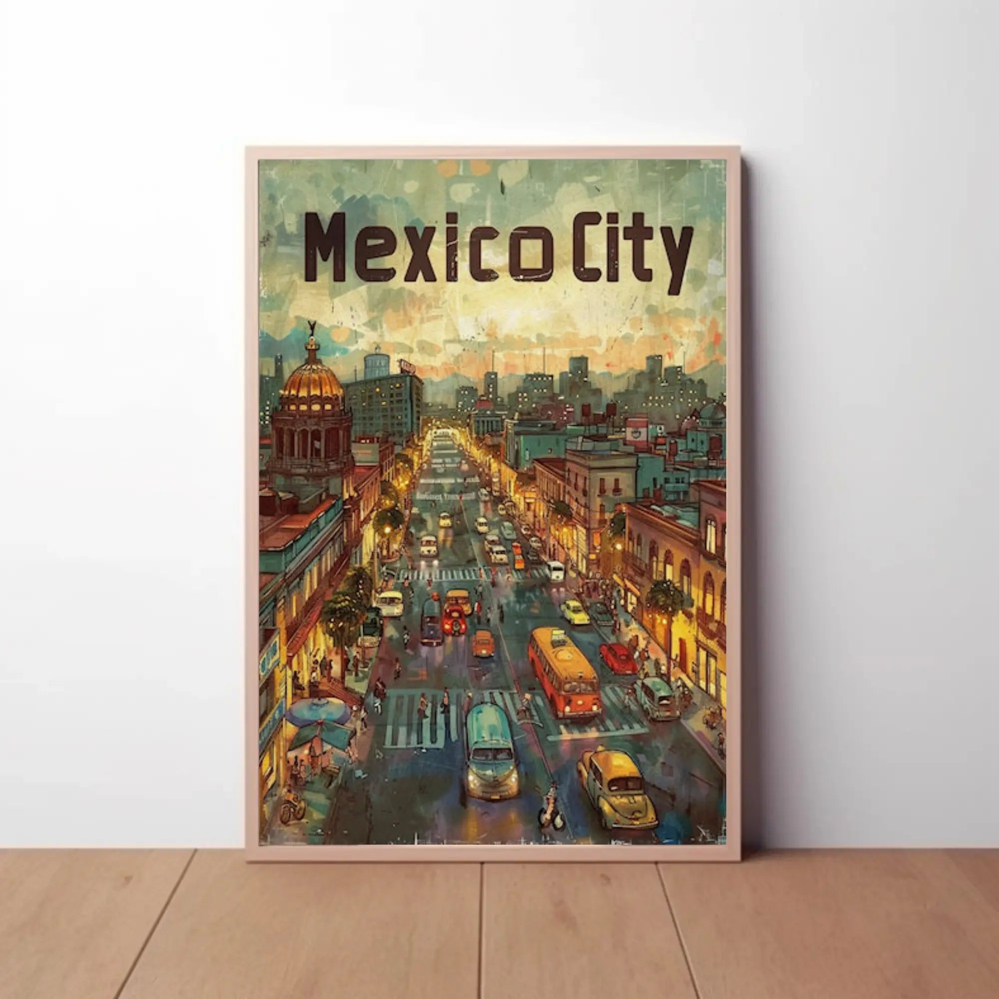 Mexico City Urban Scene Travel Poster PosterGoat