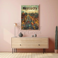 Mexico City Urban Scene Travel Poster PosterGoat