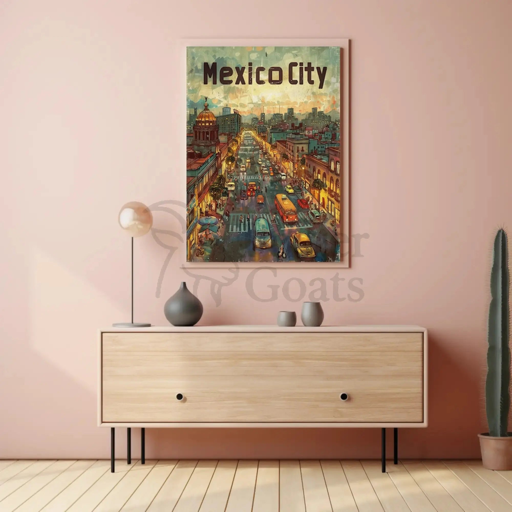 Mexico City Urban Scene Travel Poster PosterGoat