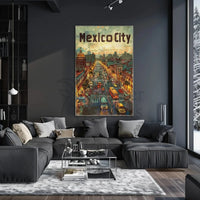 Mexico City Urban Scene Travel Poster PosterGoat