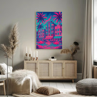 Miami Art Deco Neon Scene: Urban or Cityscape Poster PosterGoat
