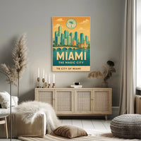 Miami Magic City Retro Travel Poster PosterGoat