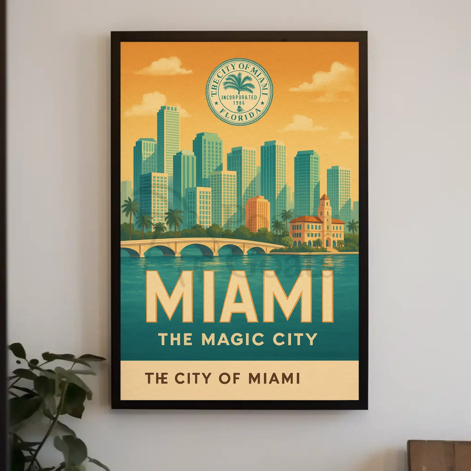 Miami Magic City Retro Travel Poster PosterGoat