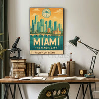 Miami Magic City Retro Travel Poster PosterGoat