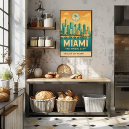Miami Magic City Retro Travel Poster PosterGoat