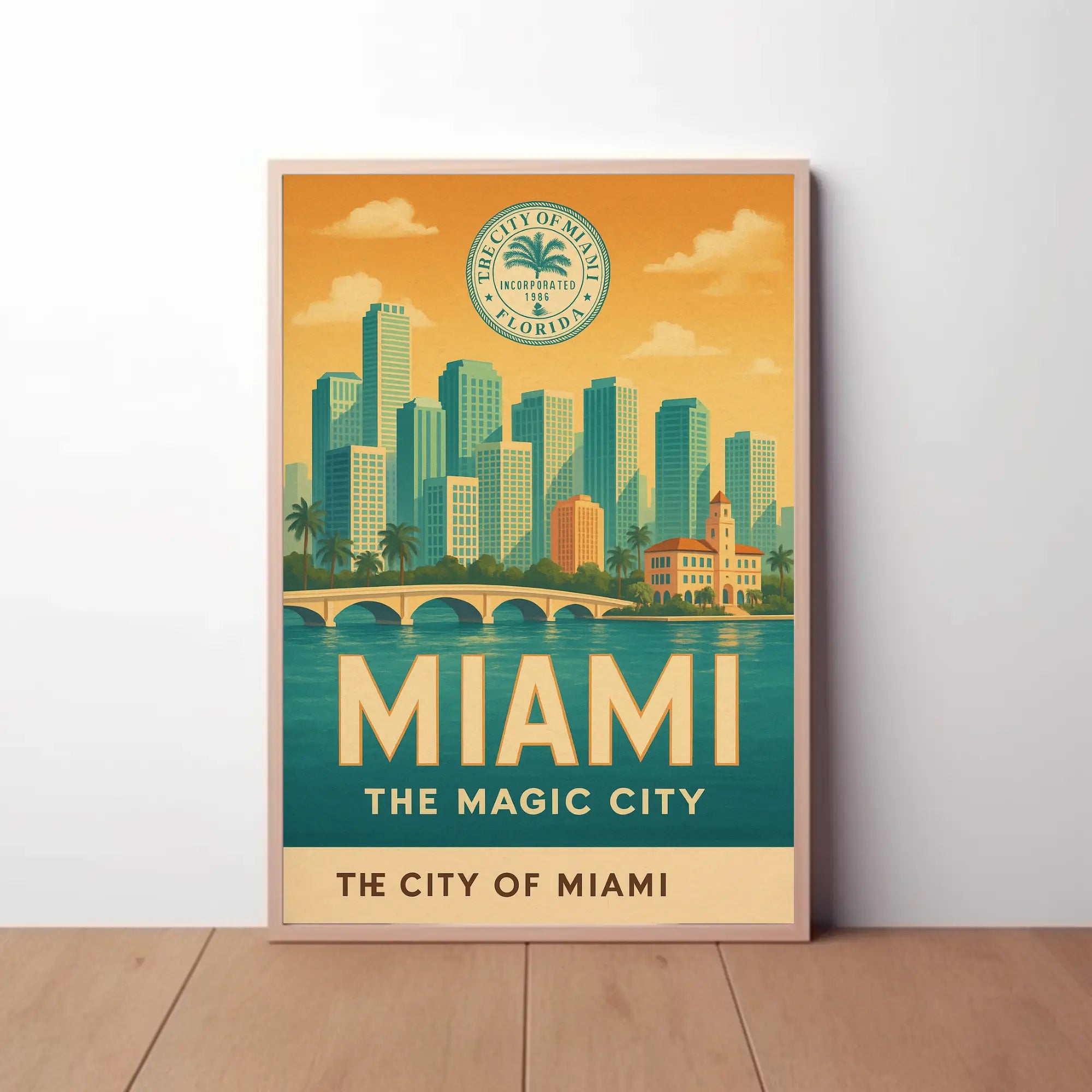 Miami Magic City Retro Travel Poster PosterGoat