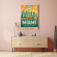 Miami Magic City Retro Travel Poster PosterGoat