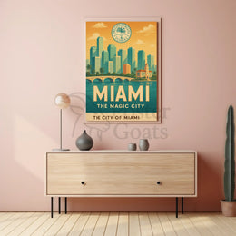 Miami Magic City Retro Travel Poster PosterGoat