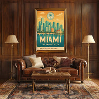 Miami Magic City Retro Travel Poster PosterGoat