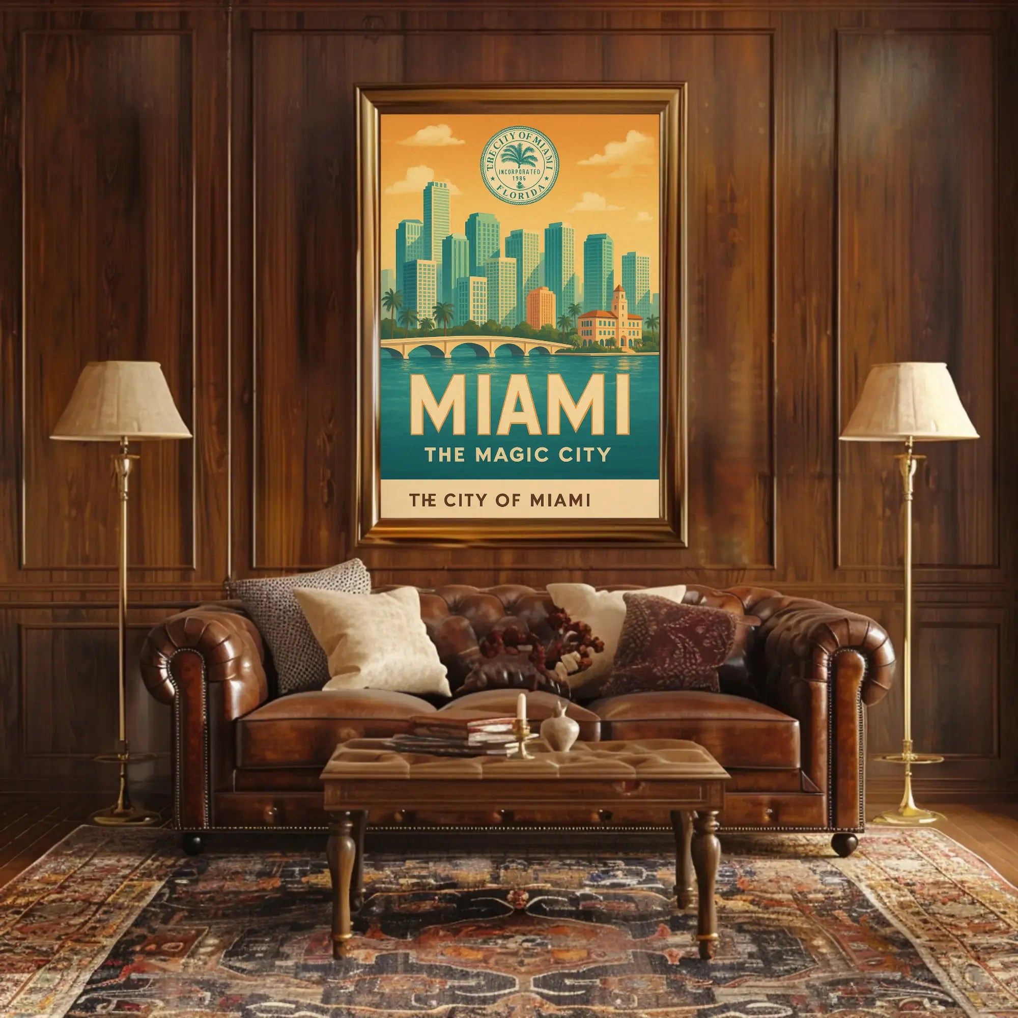 Miami Magic City Retro Travel Poster PosterGoat