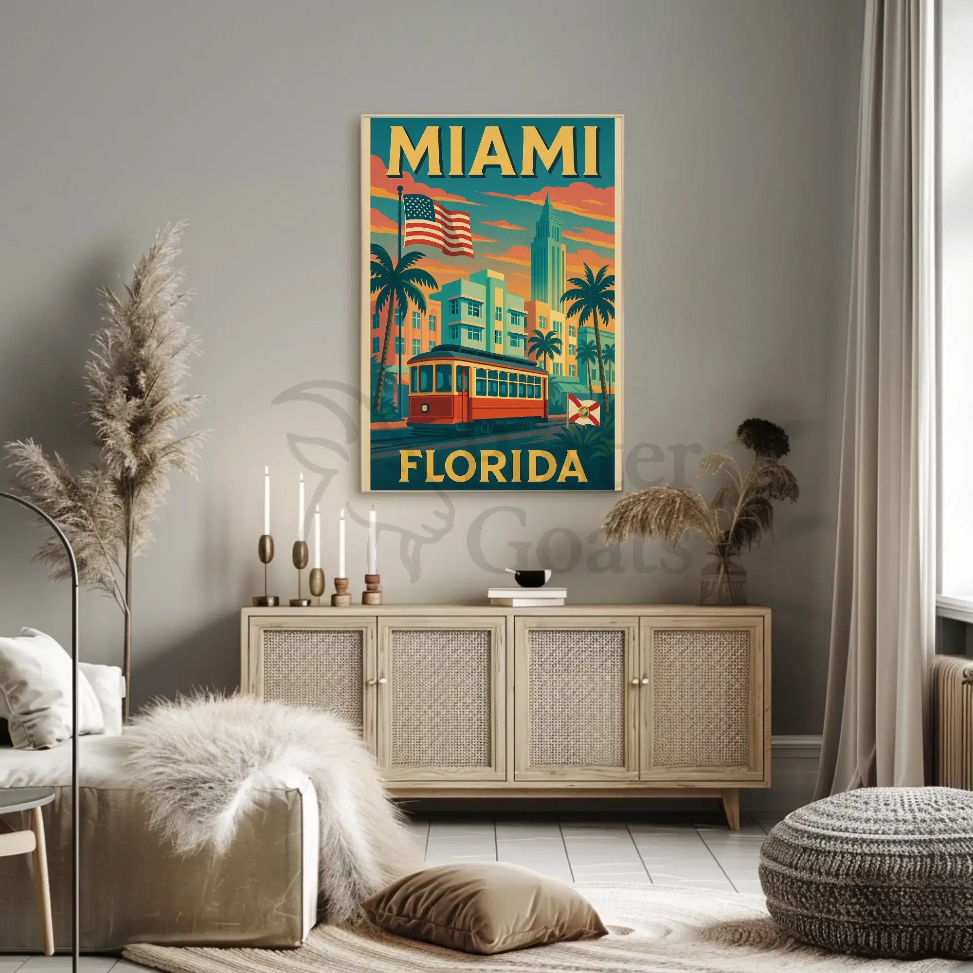 Miami Retro Travel Art Deco Nostalgia Travel Poster PosterGoat