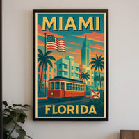 Miami Retro Travel Art Deco Nostalgia Travel Poster PosterGoat