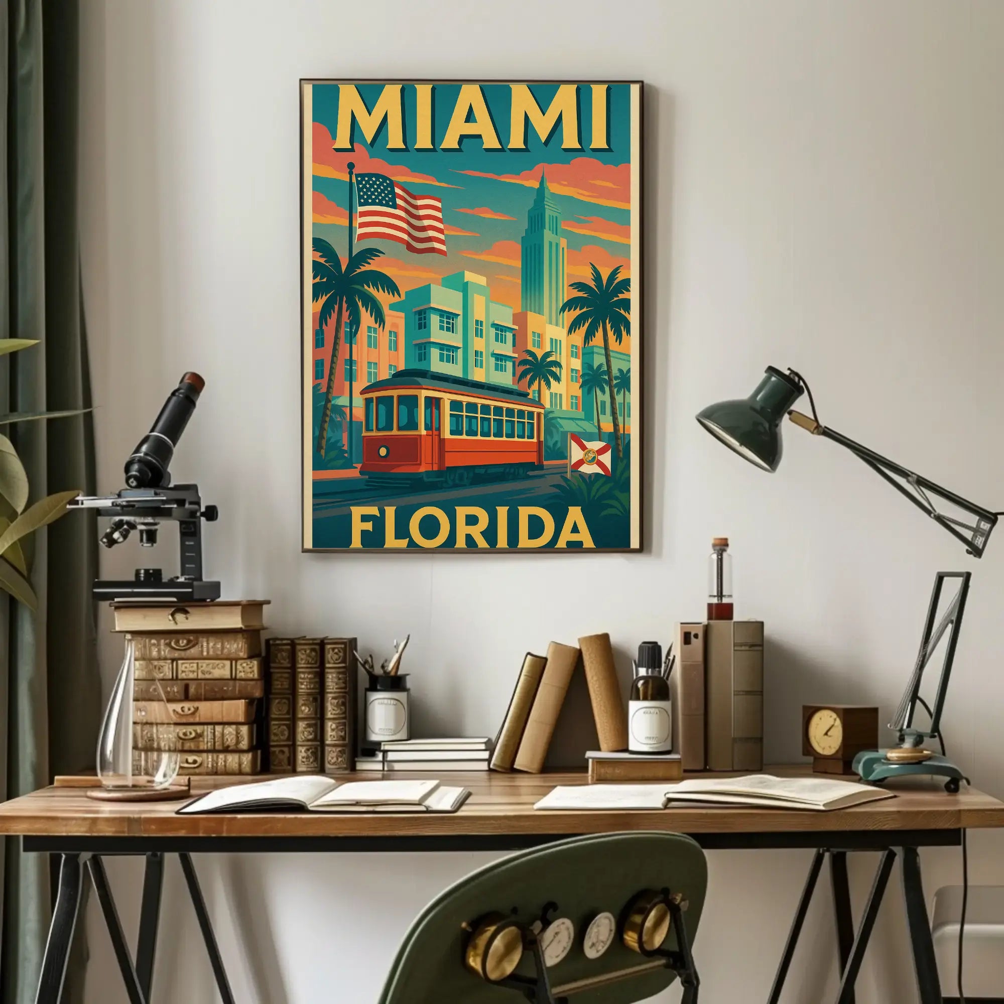 Miami Retro Travel Art Deco Nostalgia Travel Poster PosterGoat