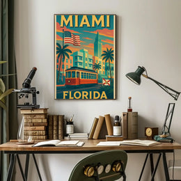 Miami Retro Travel Art Deco Nostalgia Travel Poster PosterGoat