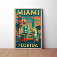 Miami Retro Travel Art Deco Nostalgia Travel Poster PosterGoat