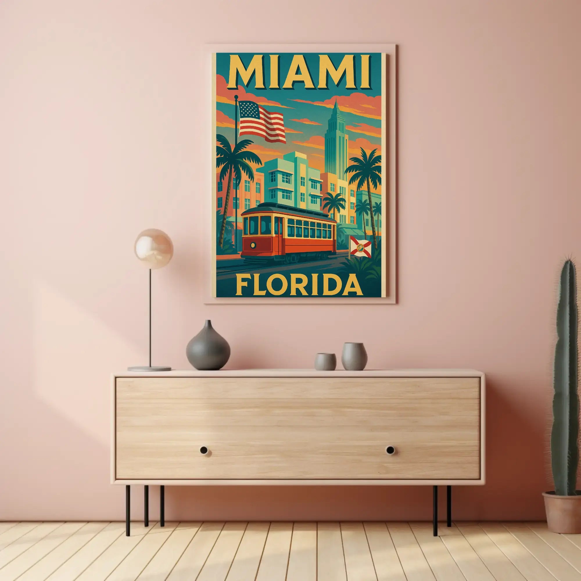 Miami Retro Travel Art Deco Nostalgia Travel Poster PosterGoat