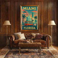 Miami Retro Travel Art Deco Nostalgia Travel Poster PosterGoat