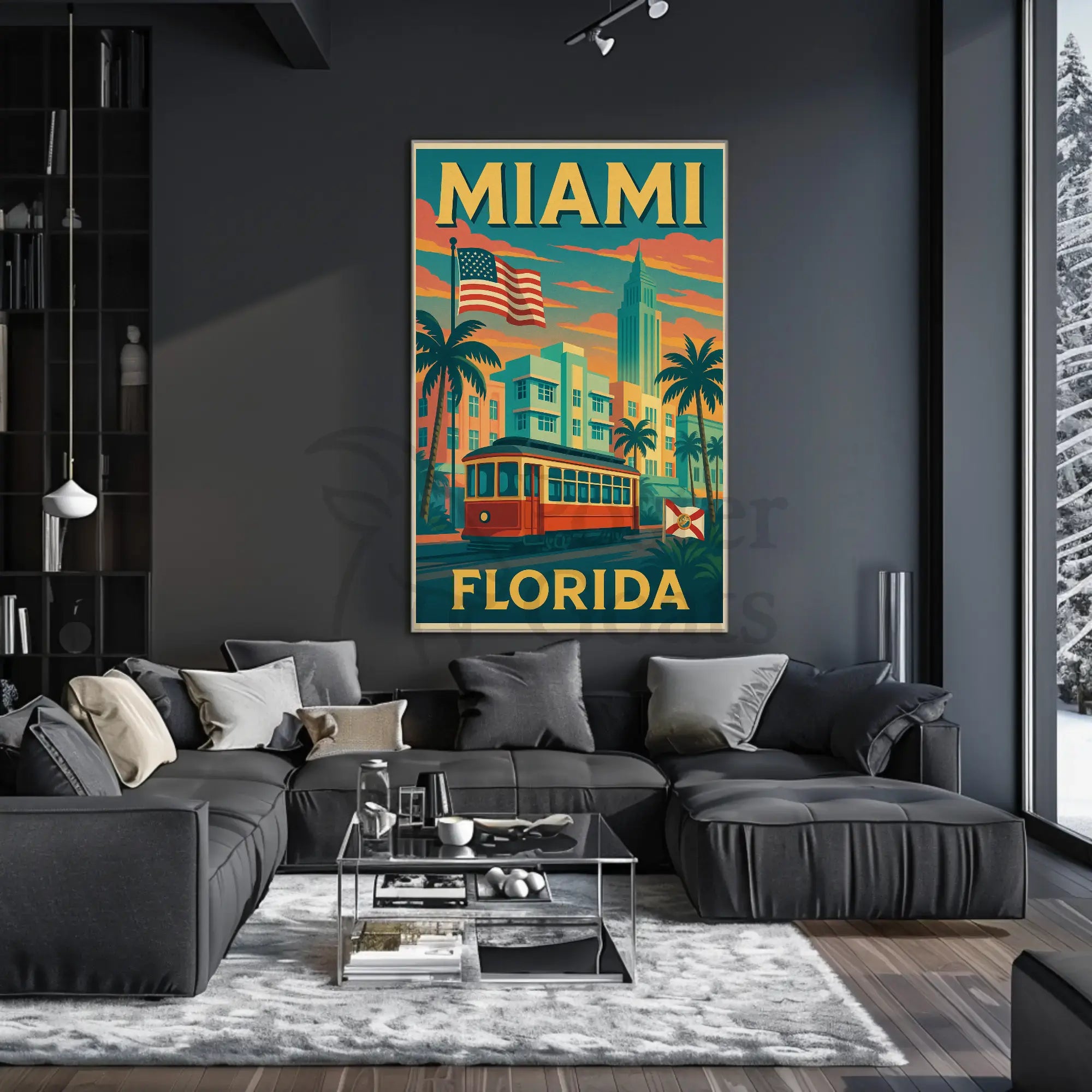 Miami Retro Travel Art Deco Nostalgia Travel Poster PosterGoat