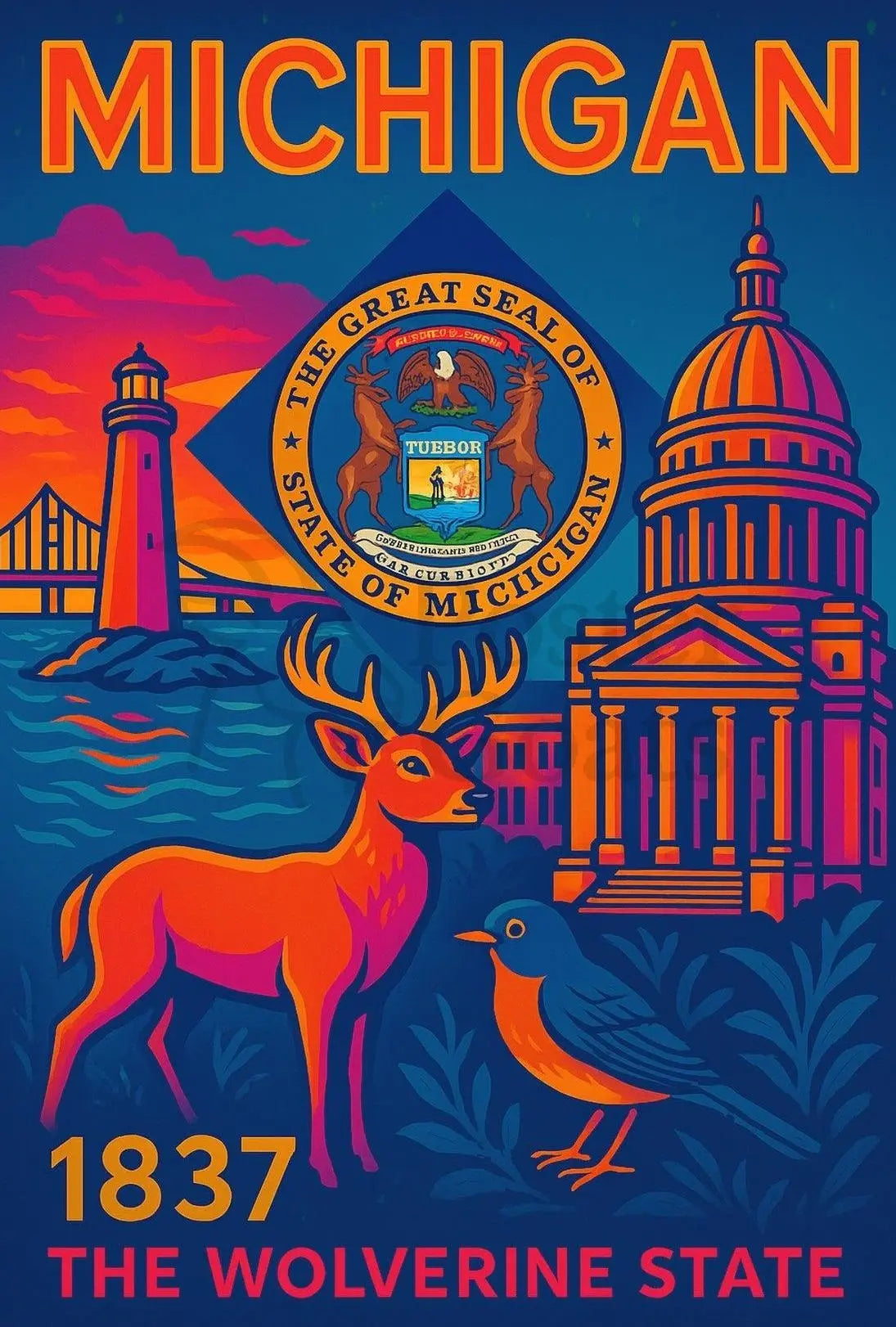Michigan Heritage Art: Vibrant Cultural or Heritage Poster PosterGoat