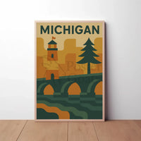 Michigan Icons Retro Style Travel Poster PosterGoat